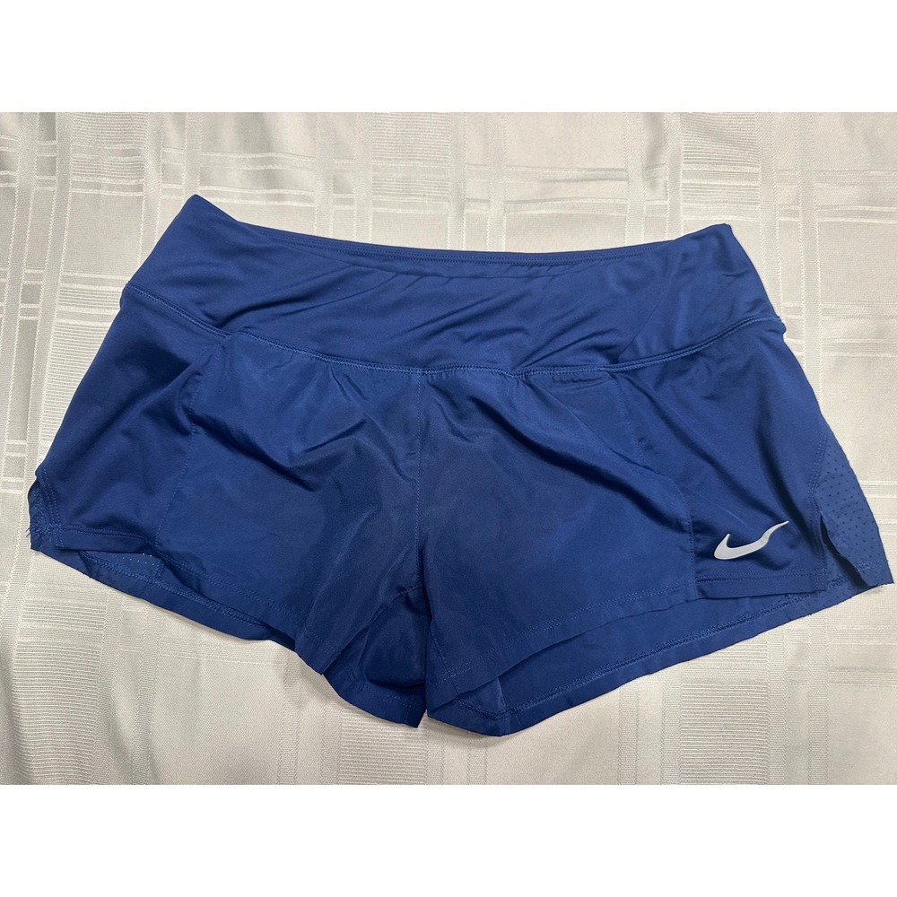 Nike Shorts Women M Blue Dri-FIT Running Athletic Performance Mesh Liner 3in